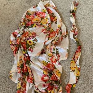 Floral silk robe